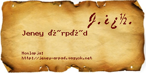 Jeney Árpád névjegykártya