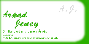 arpad jeney business card